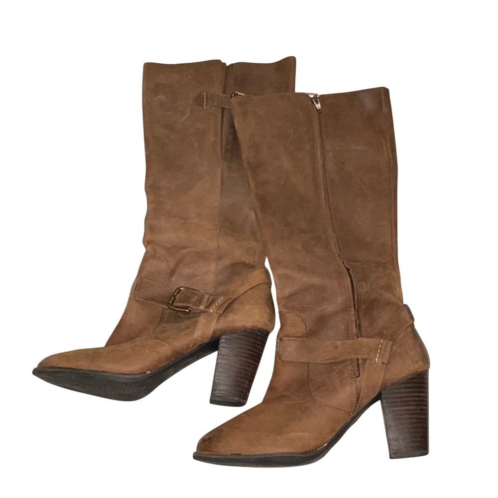 Clarks Indigo Women's Brown Leather Heath Skylark Tall Harness‎ Boots Size 10M